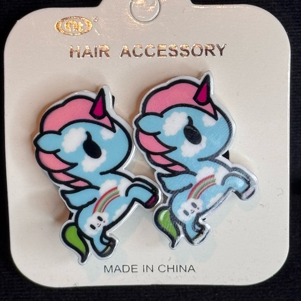 Set of 2 Unicorn Hair Clips Pink 1.25 inch